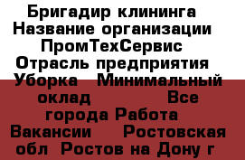 Бригадир клининга › Название организации ­ ПромТехСервис › Отрасль предприятия ­ Уборка › Минимальный оклад ­ 30 000 - Все города Работа » Вакансии   . Ростовская обл.,Ростов-на-Дону г.